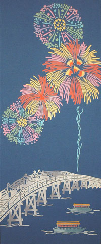 Tenugui - Hanabi (Fireworks)