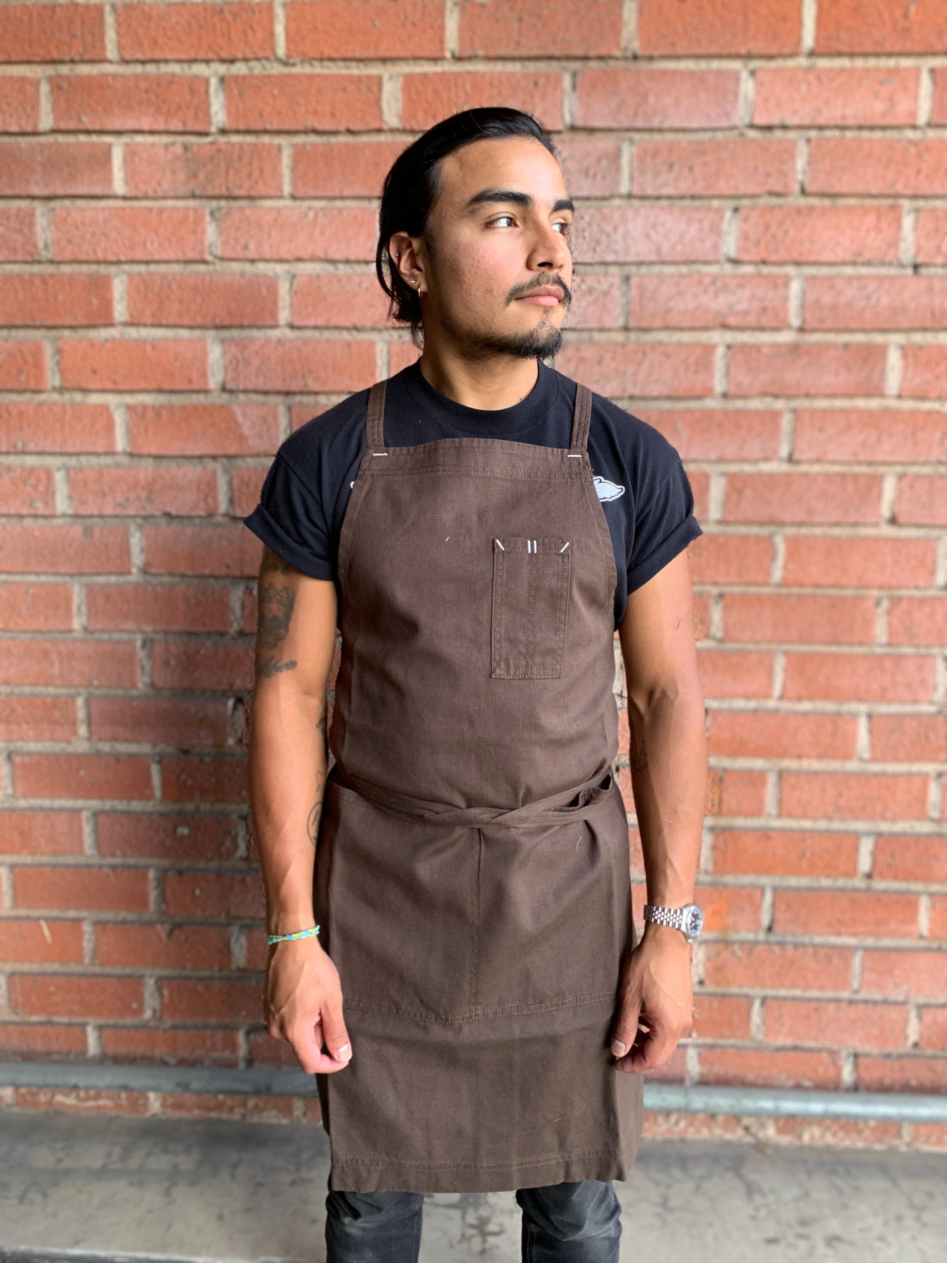 White Bark Workwear Full Cross-Back Apron - Brown