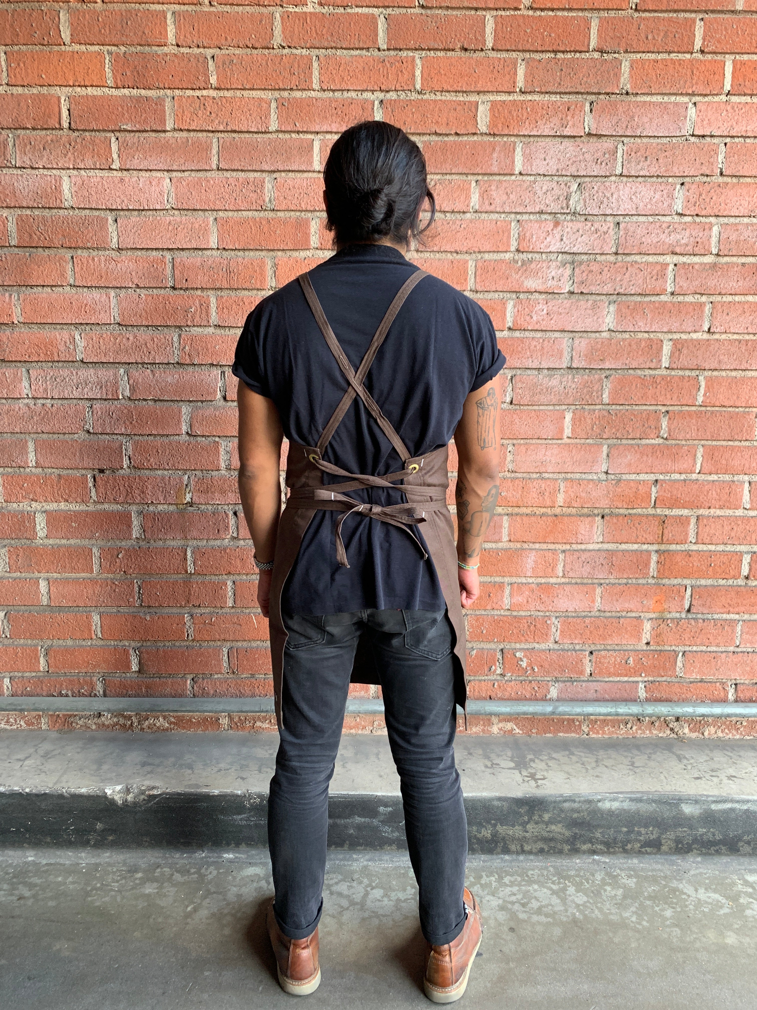 White Bark Workwear Full Cross-Back Apron - Brown