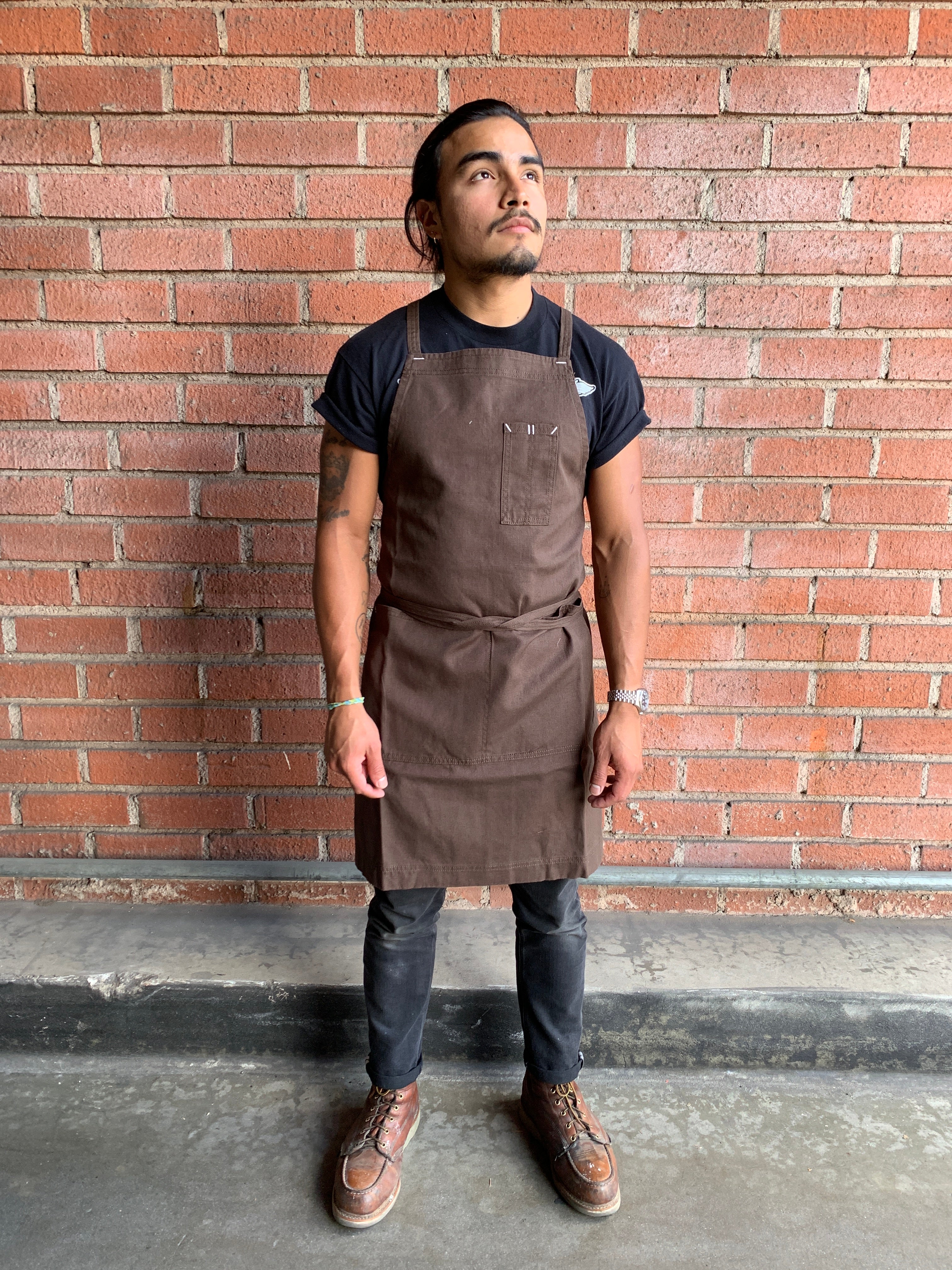 White Bark Workwear Full Cross-Back Apron - Brown