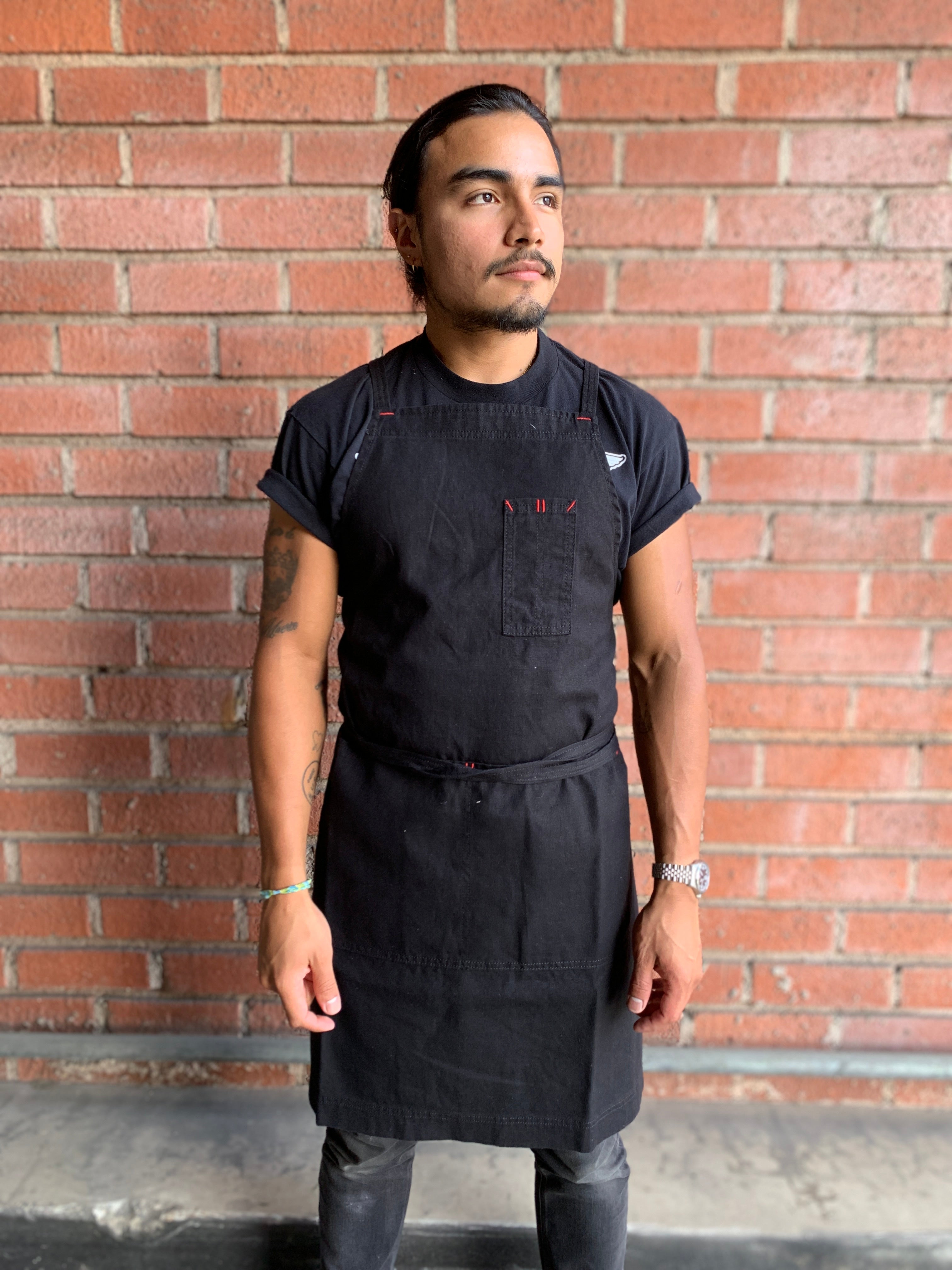 White Bark Workwear Full Cross-Back Apron - Black