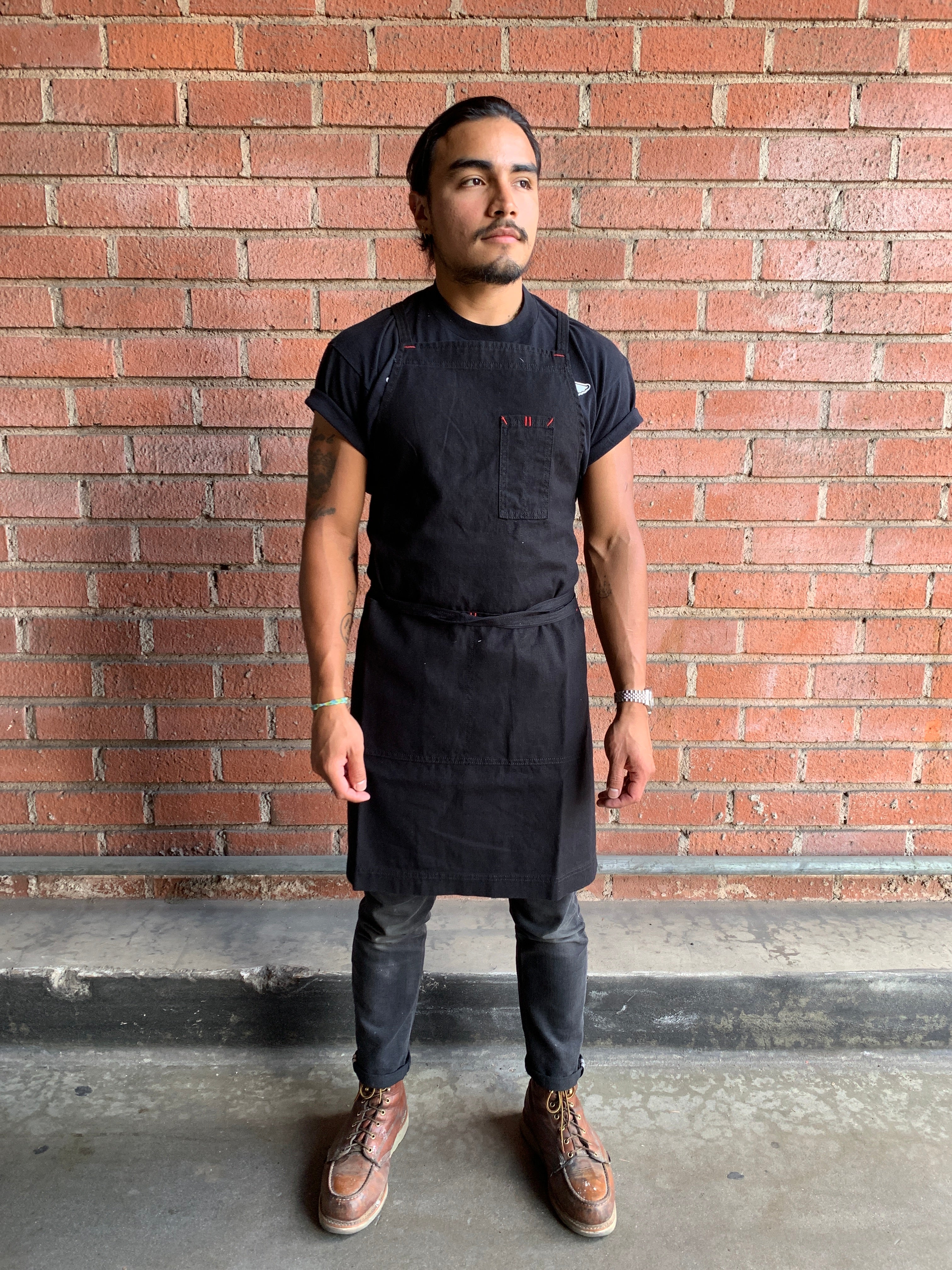 White Bark Workwear Full Cross-Back Apron - Black