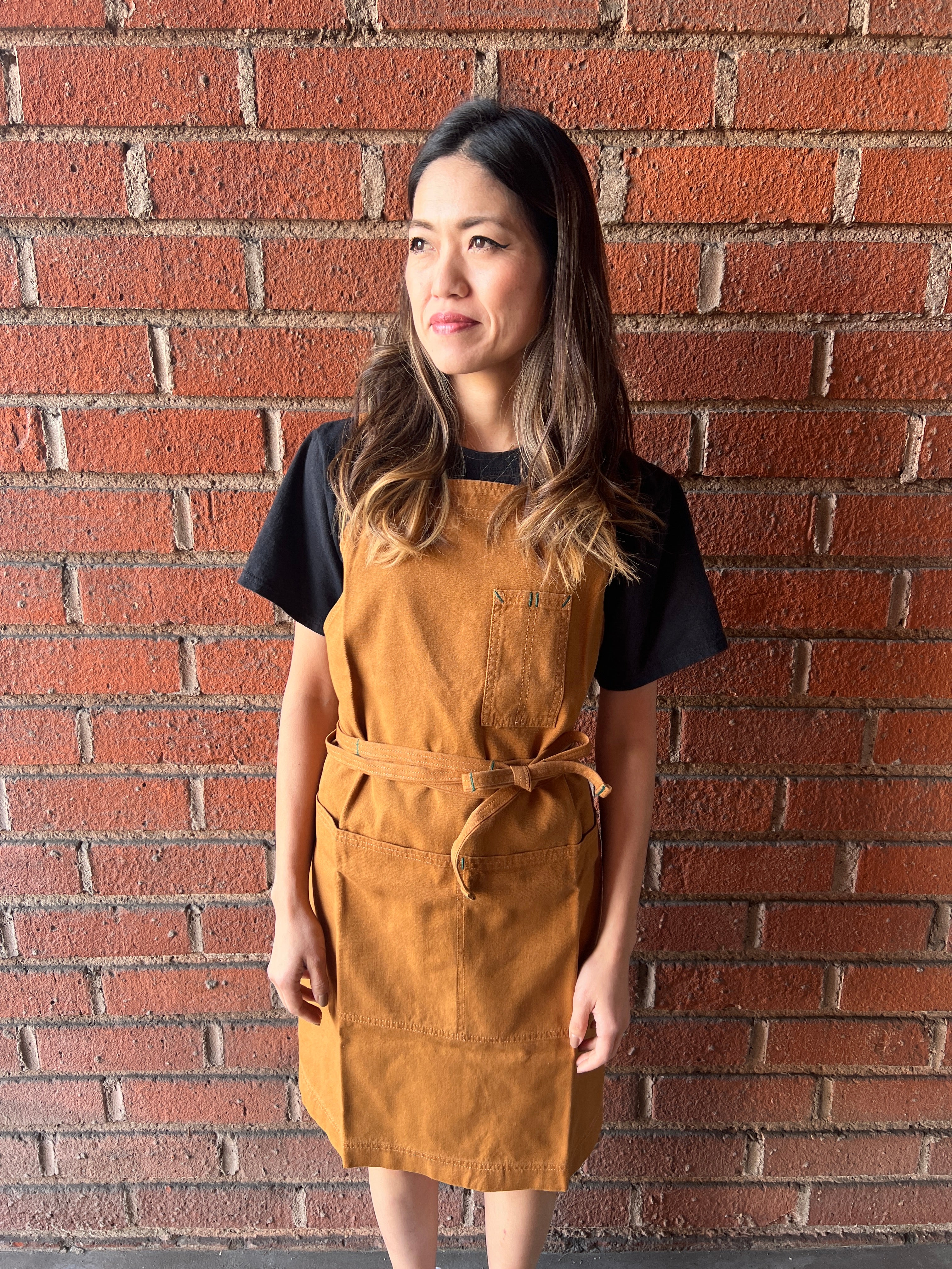 White Bark Workwear Full Cross-Back Apron - Caramel