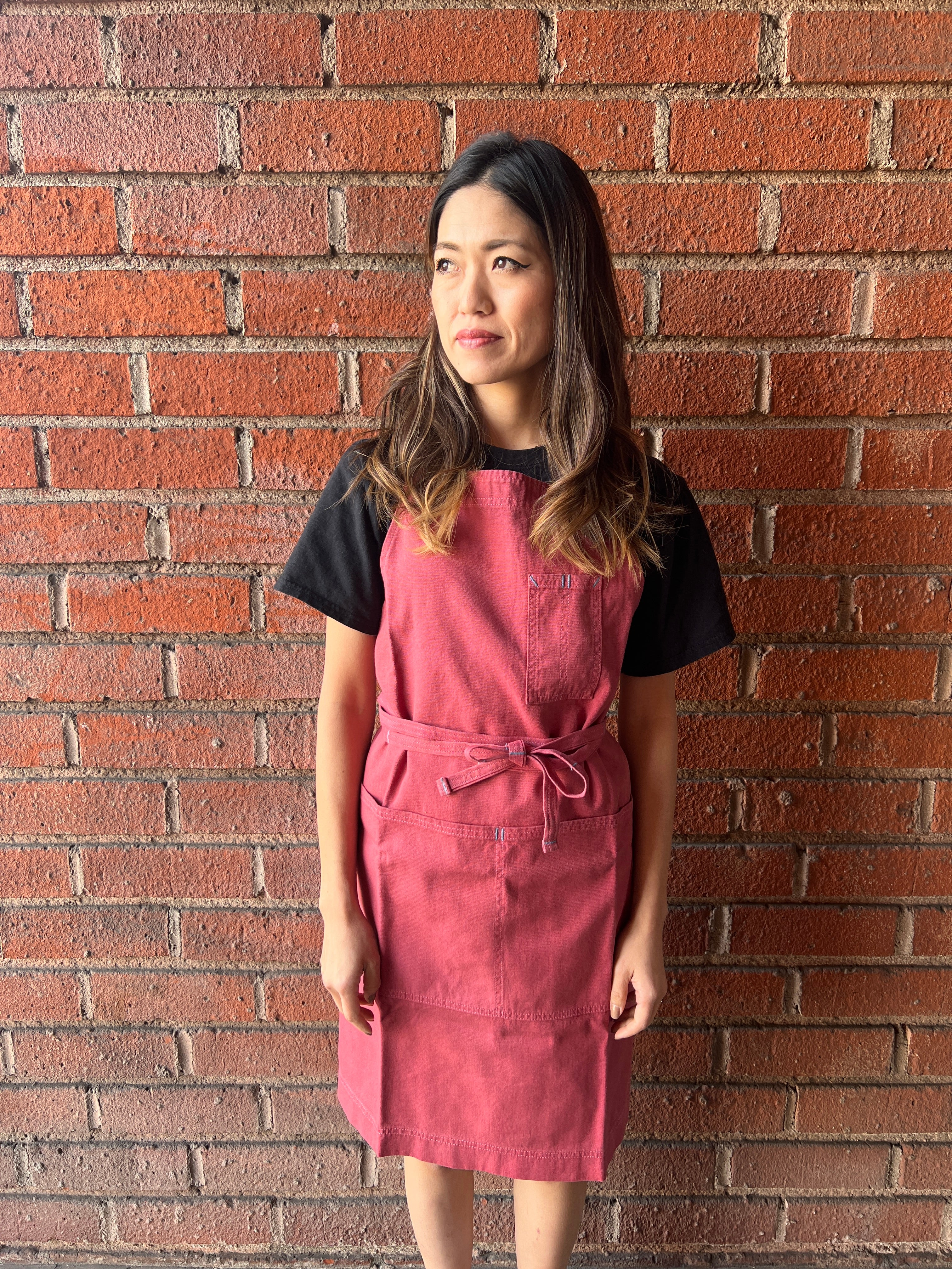 White Bark Workwear Full Cross-Back Apron - Brick Red
