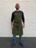 White Bark Workwear Full Cross-Back Apron - Dark Green