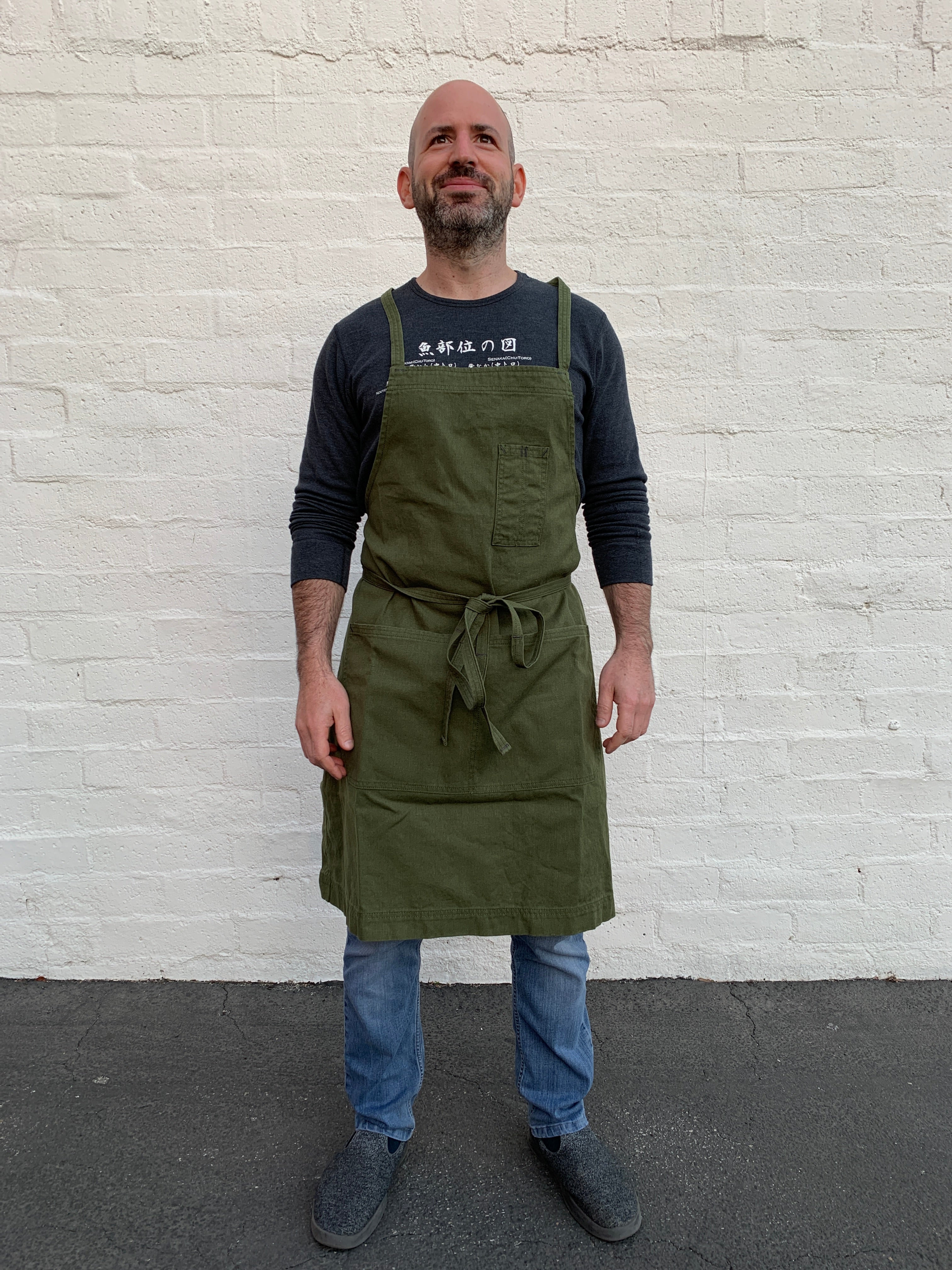 White Bark Workwear Full Cross-Back Apron - Dark Green