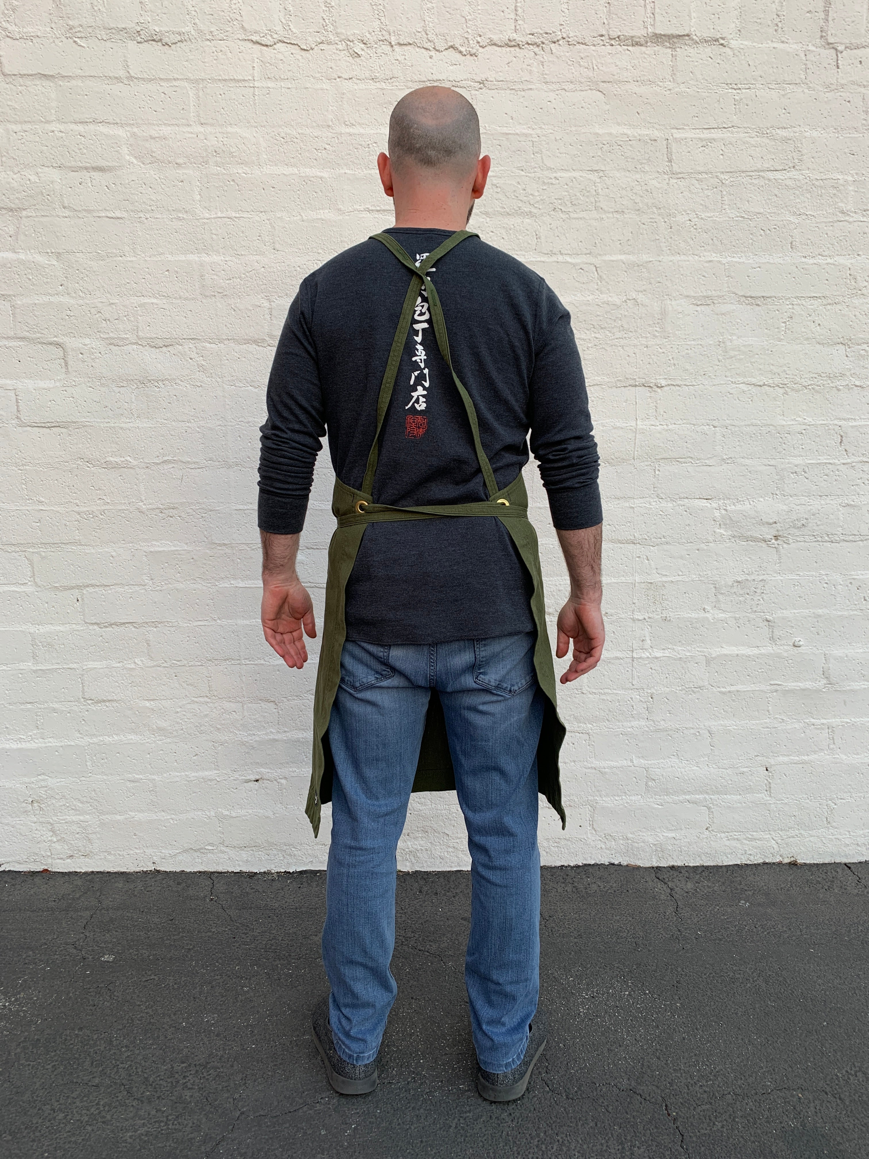 White Bark Workwear Full Cross-Back Apron - Dark Green