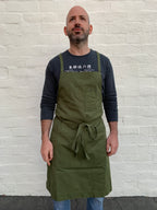White Bark Workwear Full Cross-Back Apron - Dark Green