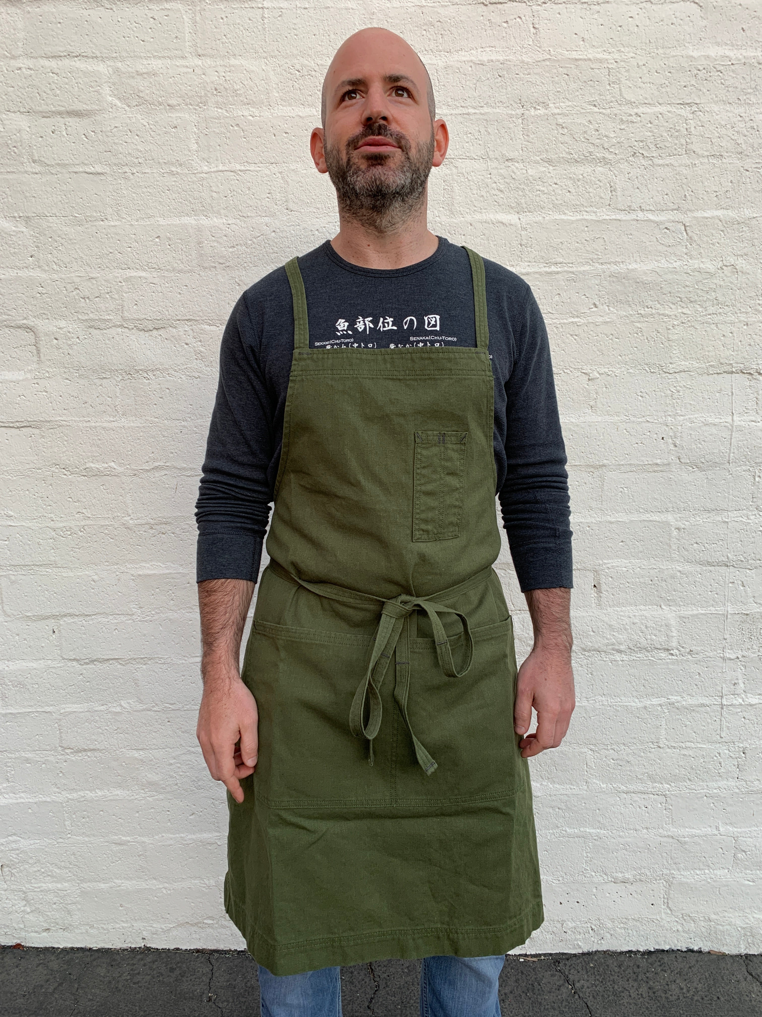 White Bark Workwear Full Cross-Back Apron - Dark Green