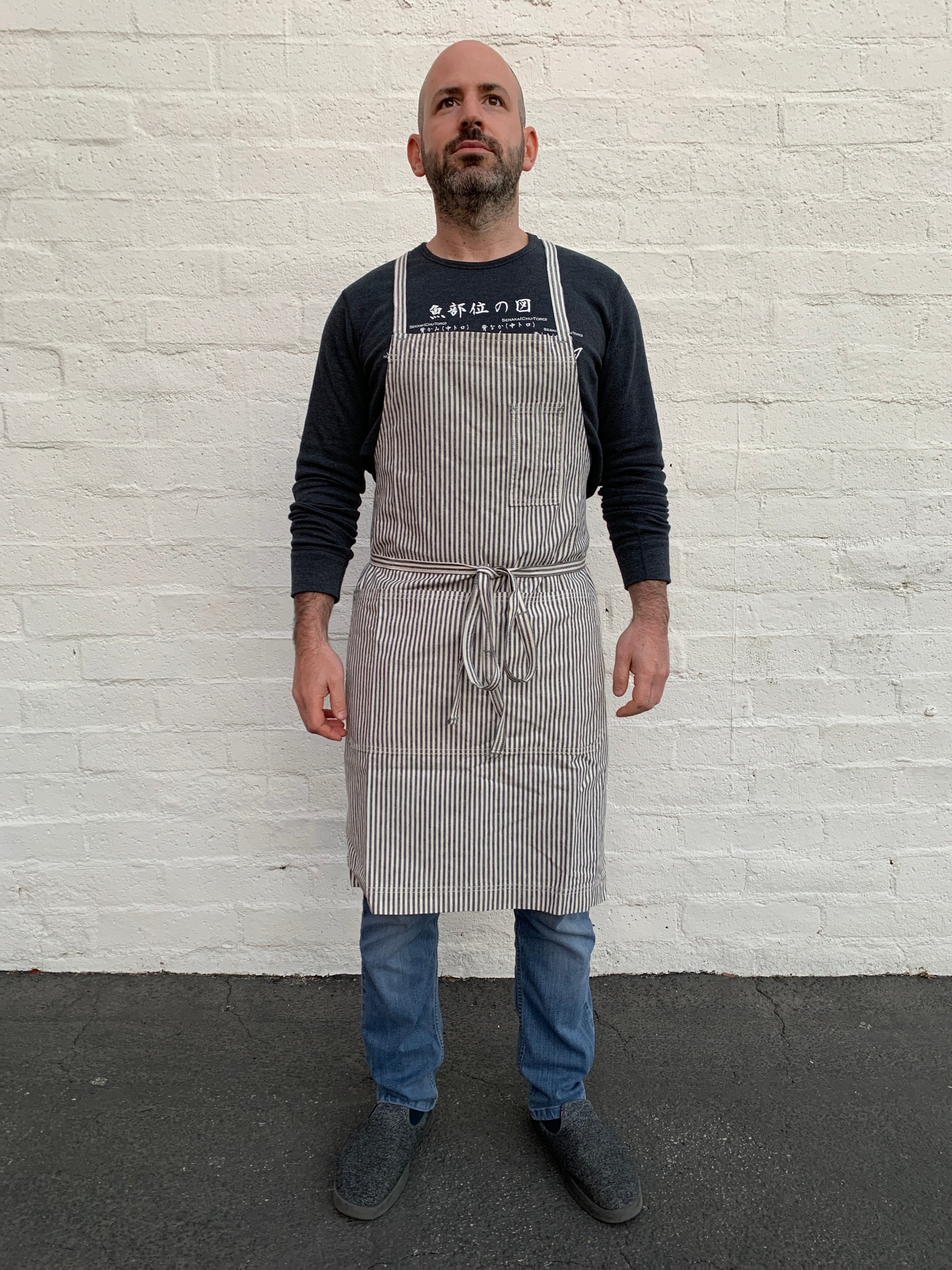 White Bark Workwear Full Cross-Back Apron - Indigo/Natural