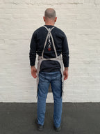 White Bark Workwear Full Cross-Back Apron - Indigo/Natural