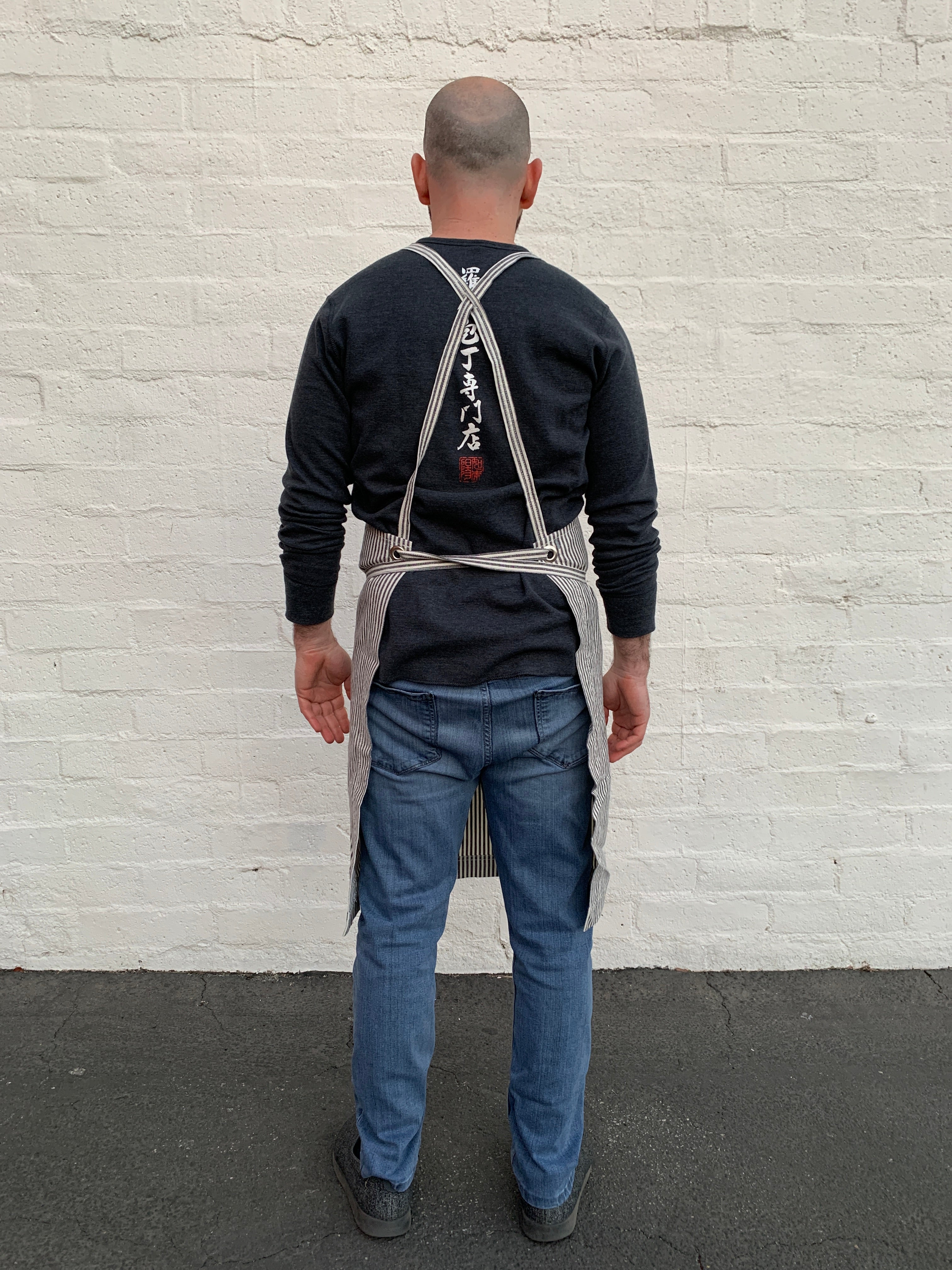 White Bark Workwear Full Cross-Back Apron - Indigo/Natural