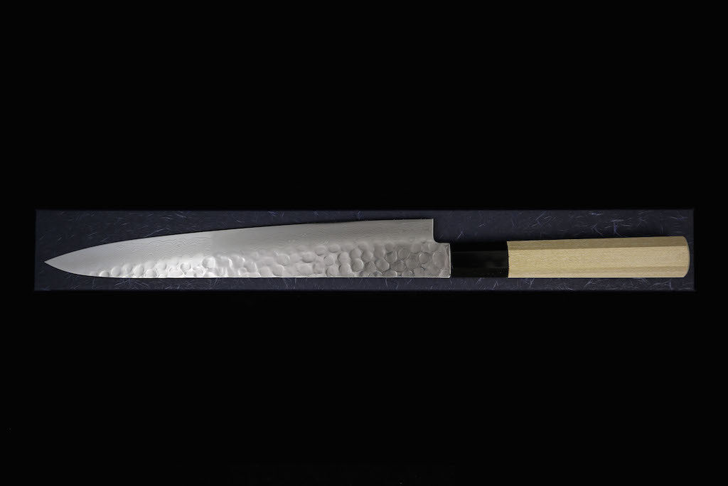 Gonbei 240mm Hammered Damascus Wa-Sujihiki