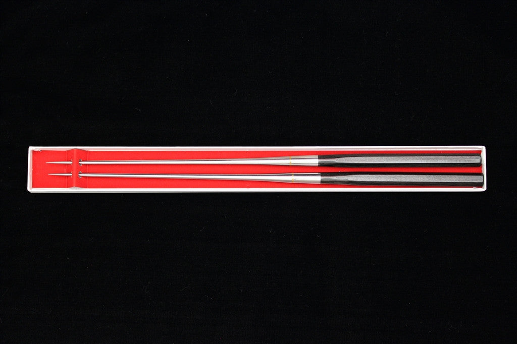 Stainless Steel Moribashi - 180mm 6-Sided Black Pakkawood