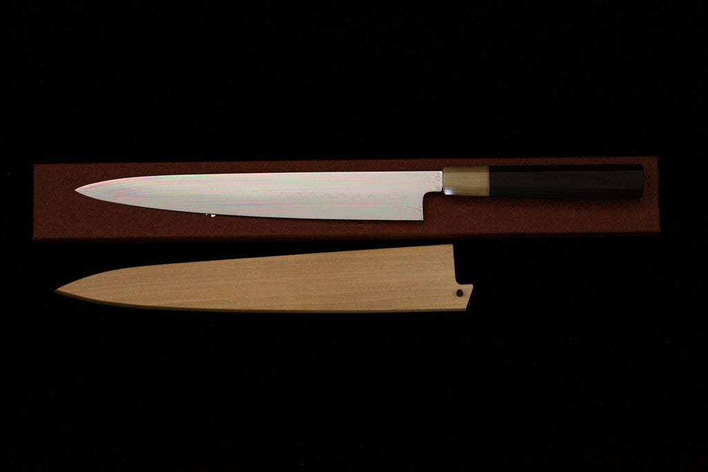 Gesshin Ittetsu 270mm White #2 Honyaki Wa-Sujihiki with Ebony Handle