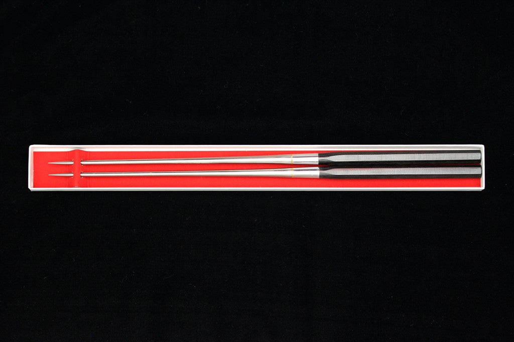 Titanium Moribashi - 180mm 6-sided Black Pakkawood
