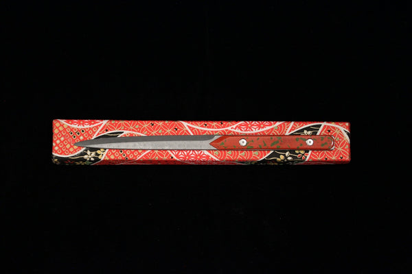 Damascus and Lacquer Paper Knife - Red and Green