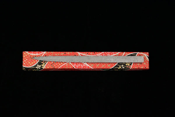 Damascus and Lacquer Paper Knife - Red and Green