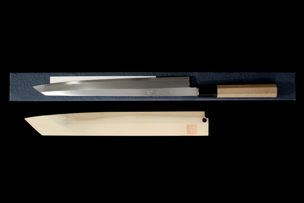 Gesshin Hide 300mm Blue #1 Hon-Kasumi Kensaki Yanagiba