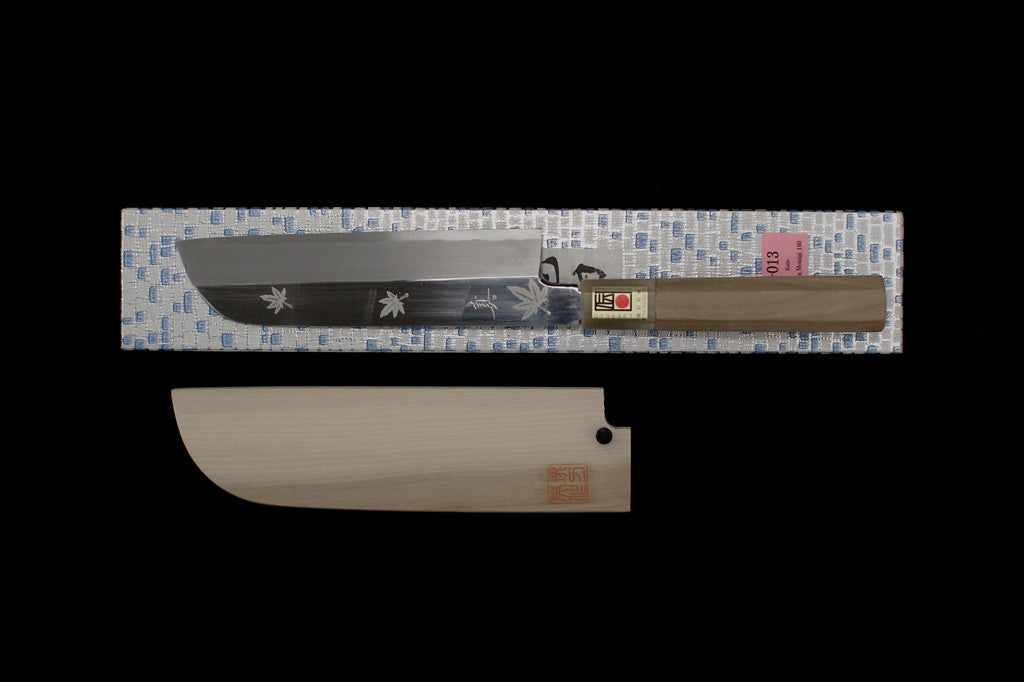 Gesshin Hide 180mm Blue #1 Hon-Kasumi Kamagata Usuba with Engraved Momiji (Japanese Maple)