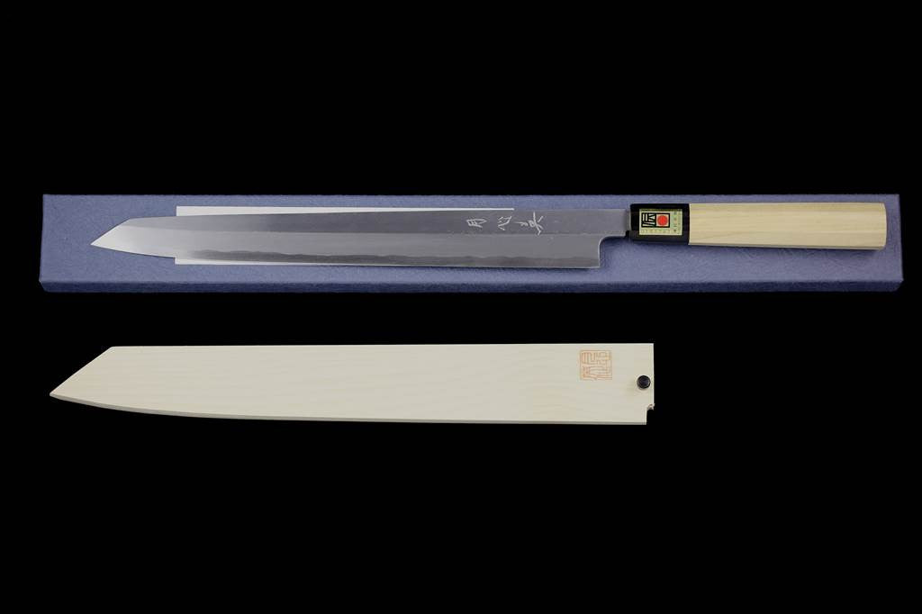 Gesshin Hide 300mm Blue #1 Left-Handed Hon-Kasumi Kensaki Yanagiba
