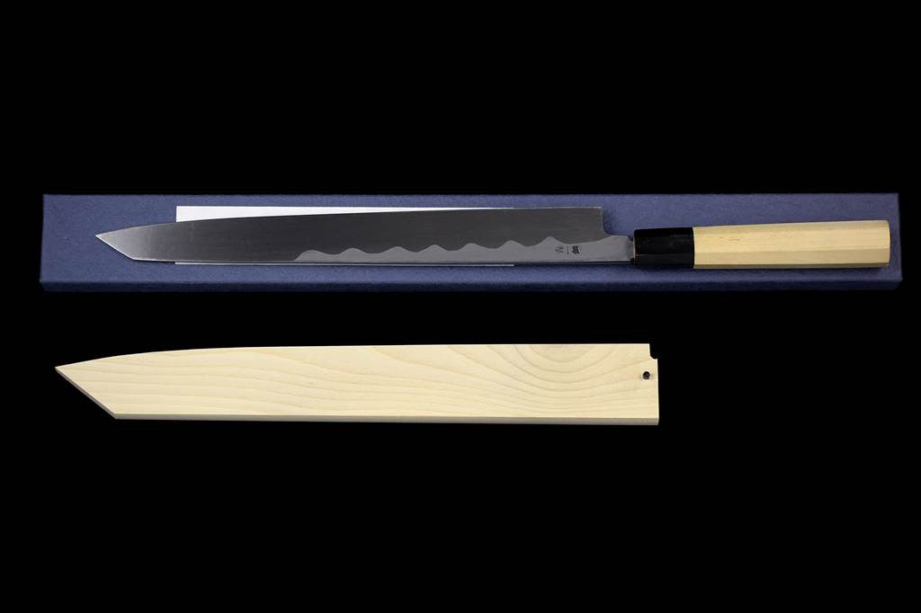 Gesshin Hide 300mm Blue #1 Left-Handed Hon-Kasumi Kensaki Yanagiba