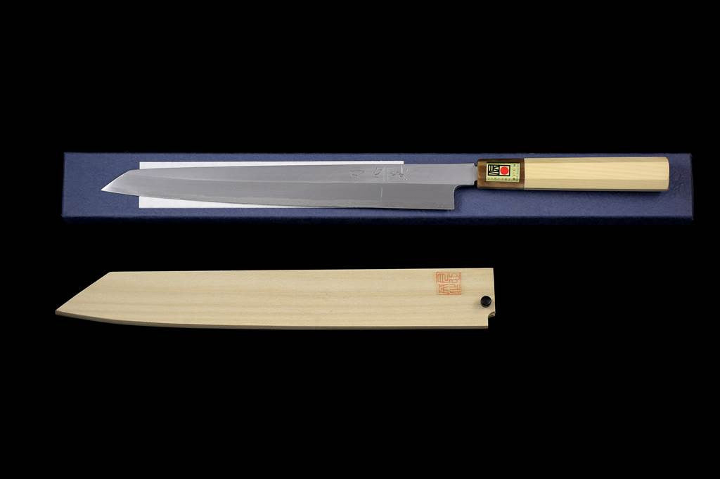 Gesshin Hide 270mm Blue #1 Left-Handed Hon-Kasumi Kensaki Yanagiba