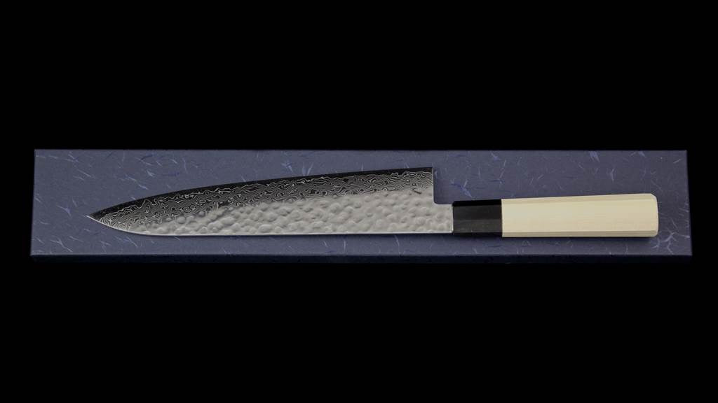Gonbei 240mm Hammered Damascus Wa-Gyuto