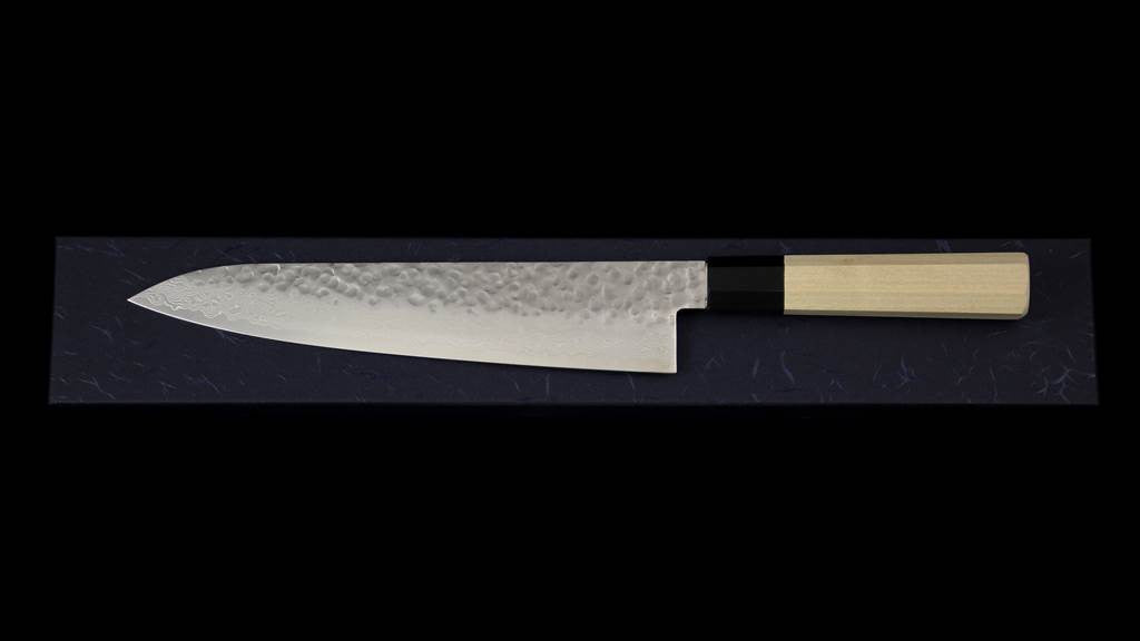 Gonbei 240mm Hammered Damascus Wa-Gyuto