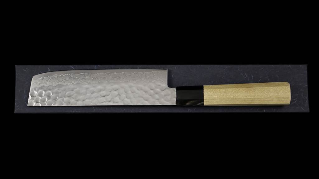 Gonbei 160mm Hammered Damascus Nakiri